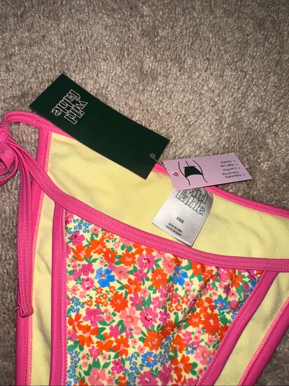 wild fable Pink Floral Tie-Side Bikini Bottom